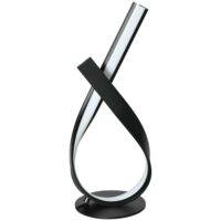 Lampe à poser design contemporain spirale alu. Noir led blanc chaud--Noir-Homcom