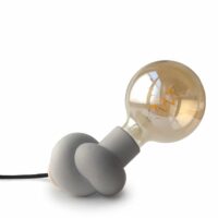 Lampe à poser en béton et bois cordon noir ampoule LED edison-Bois-Gris-Gone's
