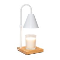 Lampe chauffe bougie avec minuterie acier blanc--Blanc-Flamingueo