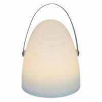 Lampe d'extérieur à poser avec poignée hauteur 30 cm blanc et noir--Blanc-Toilinux