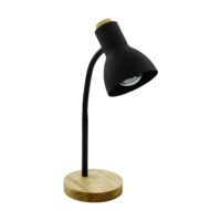 Lampe de bureau  noir et bois-Bois-Blanc-Eglo