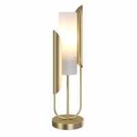 Lampe de table moderne doré et abat-jour de forme tubulaire--Blanc-Maytoni