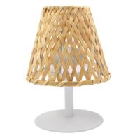 Lampe de table sans fil bambou beige h26cm--Beige-LUMISKY