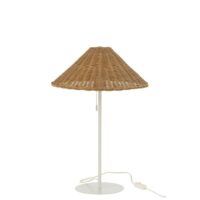Lampe en métal et rotin blanc et naturel 32x32x50 cm-Métal-Beige-J-line