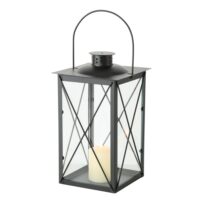 Lanterne en métal noir et verre 17x17x30cm-Verre-Noir-Wadiga