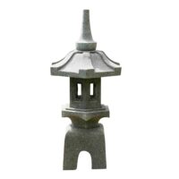 Lanterne japonaise pagode zen en pierre de lave 80 cm-Pierre-Gris-Wanda Collection