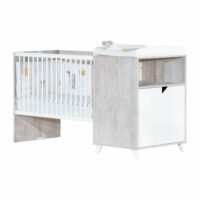 Lit bébé combiné évolutif Scandi gris (60 x 120 cm)--Blanc-Baby Price