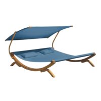 Lit double hamac Mallorca avec parasol--Bleu-Axi