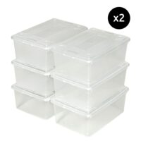 Lot de 12 boîtes de rangement pratiques et polyvalentes pour--Transparent-Tectake
