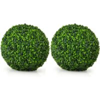 Lot de 2 boules artificielles pour décoration extérieure vert 40cm--Vert-Giantex