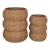 Lot de 2 cache-pots en fibre naturelle tressée-Fibre-Marron-Altobuy