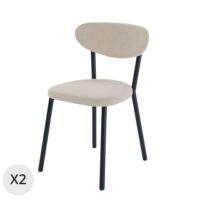 Lot de 2 chaises beige pied métal noir-Métal-Beige-Potiron Paris