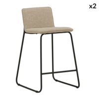 Lot de 2 chaises de bar beige en acier--Beige-ebuy24