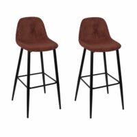 Lot de 2 chaises de bar côtelées marron--Marron-Toilinux