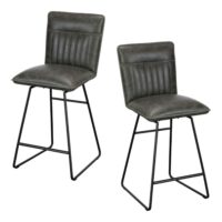 Lot de 2 chaises de bar pivotantes assise synthétique gris vieilli--Gris-Pier import