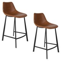 Lot de 2 chaises de comptoir en simili cuir marron--Marron-Dutchbone
