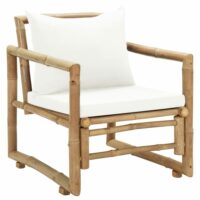 Lot de 2 Chaises de jardin avec coussins bambou beige 60x65x72 cm--Beige-Maison Chic