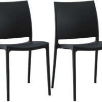 Lot de 2 chaises de jardin empilable en kunstharz noir--Noir-CLP