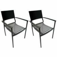 Lot de 2 chaises de jardin en aluminium et revêtement textilène-Aluminium-Noir-Meubletmoi