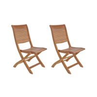 Lot de 2 chaises de jardin pliantes en acacia--Marron-Hellin