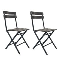 Lot de 2 chaises de jardin pliantes gris foncé et noir--Noir-Mobili Rebecca