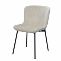 Lot de 2 chaises de salle à manger crème en tissu et métal-Métal-Beige-Amadeus