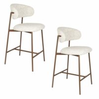 Lot de 2 chaises design en tissu blanc-Tissu-Blanc-BOITE A DESIGN