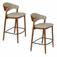 Lot de 2 chaises design en tissu marron-Tissu-Marron-Dutchbone