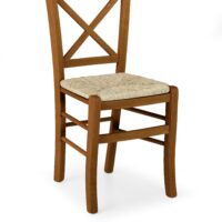 Lot de 2 chaises en bois massif noyer avec assise paille-Bois-Marron-Konte.Design