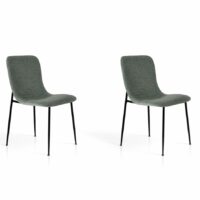 Lot de 2 chaises en fer et tissu gris verdâtre 82×43×57 cm-Tissu-Vert-Hispanohogar