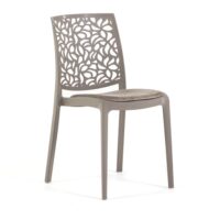 Lot de 2 chaises en polypropylène taupe avec coussin-Polypropylène-Taupe-Siediti Fuori e Dentro