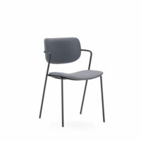 Lot de 2 chaises en simili cuir et métal - Gris foncé-Métal-Gris-Drawer