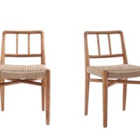 Lot de 2 chaises en teck et corde synthétique-Teck-Marron-Manufactori