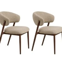Lot de 2 chaises en tissu avec pieds foncés-Tissu-Beige-House Nordic