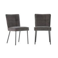 Lot de 2 chaises en tissu h84 cm - gris foncé-Tissu-Gris-Calicosy