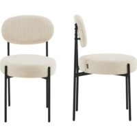 Lot de 2 chaises en velours côtelé beige