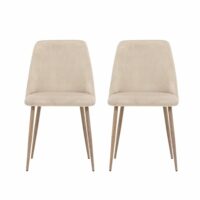 Lot de 2 chaises en velours et métal - beige-Métal-Beige-Venture Home