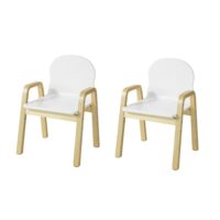Lot de 2 chaises enfant avec accoudoirs et dossier--Blanc-SoBuy