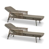 Lot de 2 chaises longues en aluminium et tissu moka-Aluminium-Marron-Now's Home