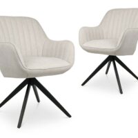 Lot de 2 chaises pivotantes en tissu beige-Tissu-Beige-DECO IN PARIS