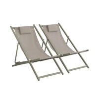Lot de 2 chaises pliantes avec coussin kaki textilene--Vert-sweeek
