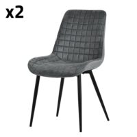 Lot de 2 chaises salle à manger velours anthracite dossier rembourré-Velours-Gris-ML-Design