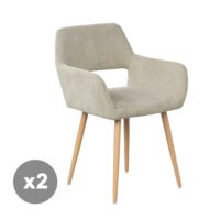 Lot de 2 chaises style scandinave avec revêtement beige--Beige-Meubles Cosy