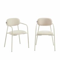 Lot de 2 chaises tissu et pieds métal beige sable-Métal-Beige-Pantone