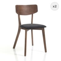 Lot de 2 chaises tissu gris H80 x L44 x P47-Tissu-Marron-ORESTELUCHETTA