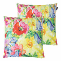 Lot de 2 coussins d'extérieur fleurs vertes 43x43-Veeva