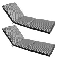 Lot de 2 coussins pour bain de soleil 186 x 53 cm polyester noir--Noir-Oviala