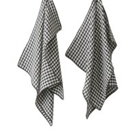 Lot de 2 essuie-mains gaze de coton quadri truffe 50x70 cm-Coton-Noir-Housse De Rêve