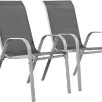 Lot de 2 fauteuils de jardin en acier gris 53 x 75 x 92 cm--Gris-Habitat & Jardin