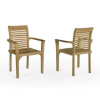 Lot de 2 fauteuils de jardin en teck massif-Teck-Marron-TECK Attitude